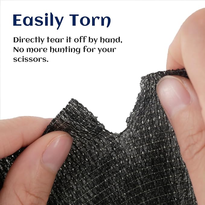 Elastic Self Adhesive Bandage Wrap 4 Inch, Breathable Non Woven Cohesive Bandage, Vet Wrap for Dogs, Ankle Sprains Swelling, Sports Athletic Tape (24 Count Black)