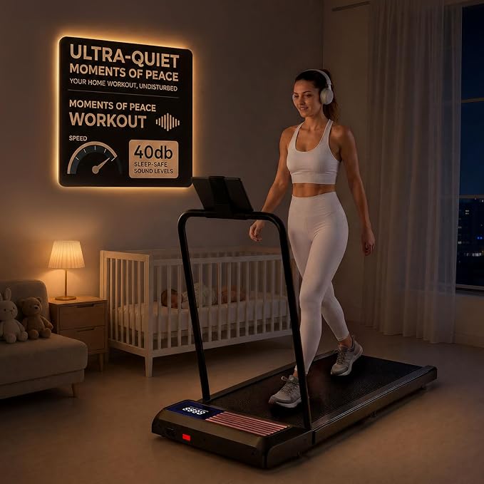 Walking Treadmill Pad with 0-8% Incline,2.5HP Walking Treadmill Mat for Home & Office,Portable Treadmill with Handle Bar