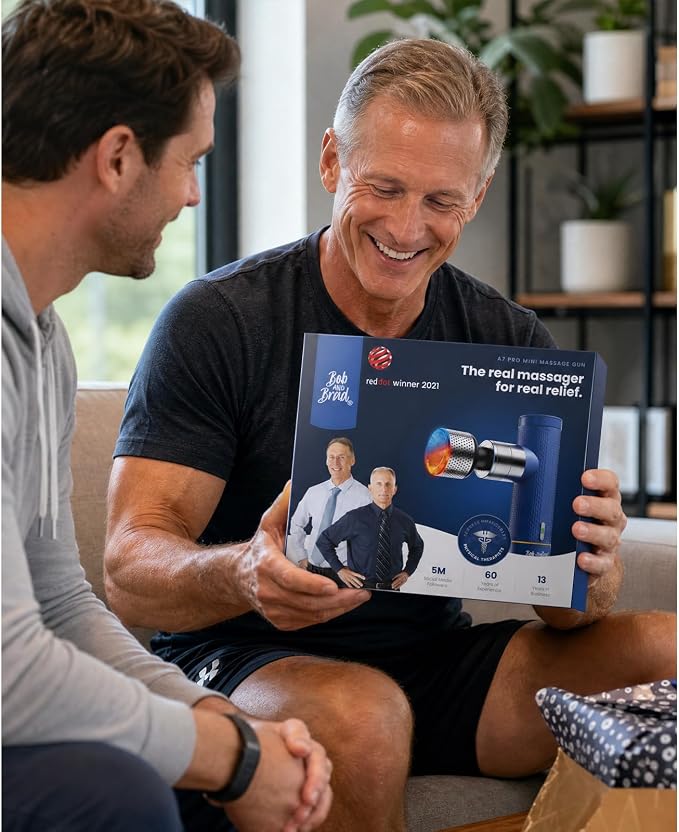 BOB AND BRAD A7 Pro Mini Massage Gun, Heat & Cold, 11mm Deep Tissue, Quiet | Portable quiet percussion massager, carrying case, post-workout muscle recovery, back and leg use, FSA-HSA eligible