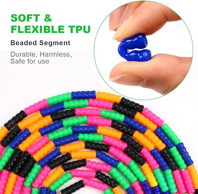 Coolrunner 16 FT Long Jump Rope(2 PACK), Double Dutch Jump Ropes, Soft Beaded Skipping for Kids Adults, Plastic Segmented Long Enough for 4-5 Jumpers