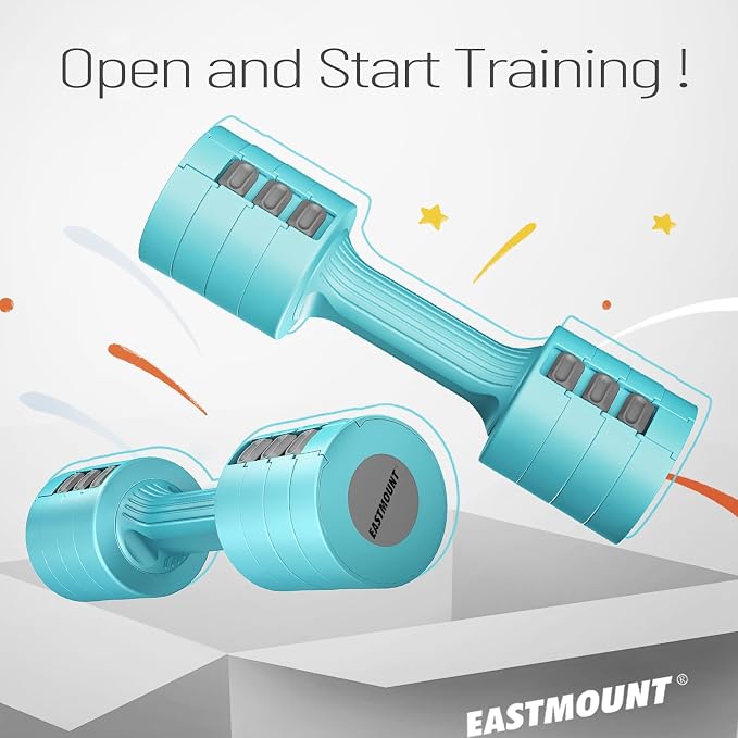EAST MOUNT Adjustable Dumbbells 5 lb Dumbbells Set of 2 / Pair 10 lb Total Free Weights 6 in 1 Women Hand Weights for Home,Office,Gym Exercise Training 2lb 3lb 4lb 5lb Fast Adjust