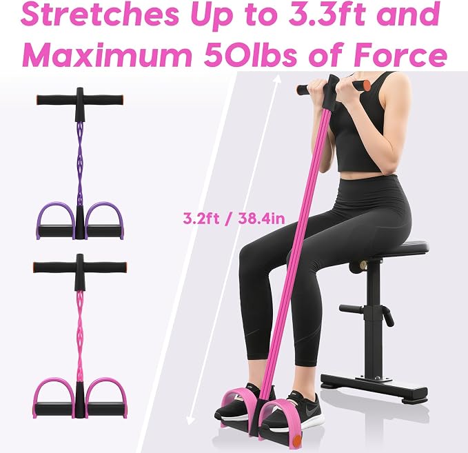 Resistance Bands with Handles, 6-Tube Elastic Pedal Resistance Band for Working Out, Durable Natural Rubber Exercise Bands, Multifunction Exercise Equipment for Abdomen, Waist, Arm, Leg Stretching