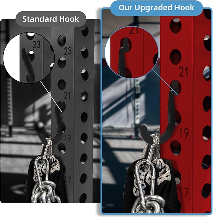 8PSC Power Rack Attachments Hooks,Squat Rack Accessories Hook,DIY Storage Hook for Resistance Bands Barbell Collars and Gym Accessories (8PCS-Black)