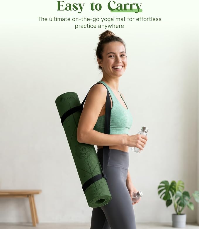ROMIX Pro Yoga Mat Thick 6mm (1/4 inch), 72"L x 24"W Non-Slip Workout Mat with Alignment Lines, Large Yoga Mats for Women Men With Carry Bag, Exercise Mats for Home Workout Training Equipment