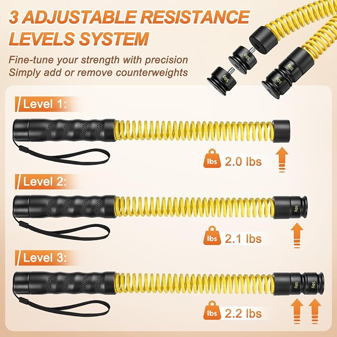 Ropeless Battle Ropes for Home Gym, Weighted Ropeless Battle Adjustable Resistance Levels Ropeless Battle for Strength Training and Full Body Exercise