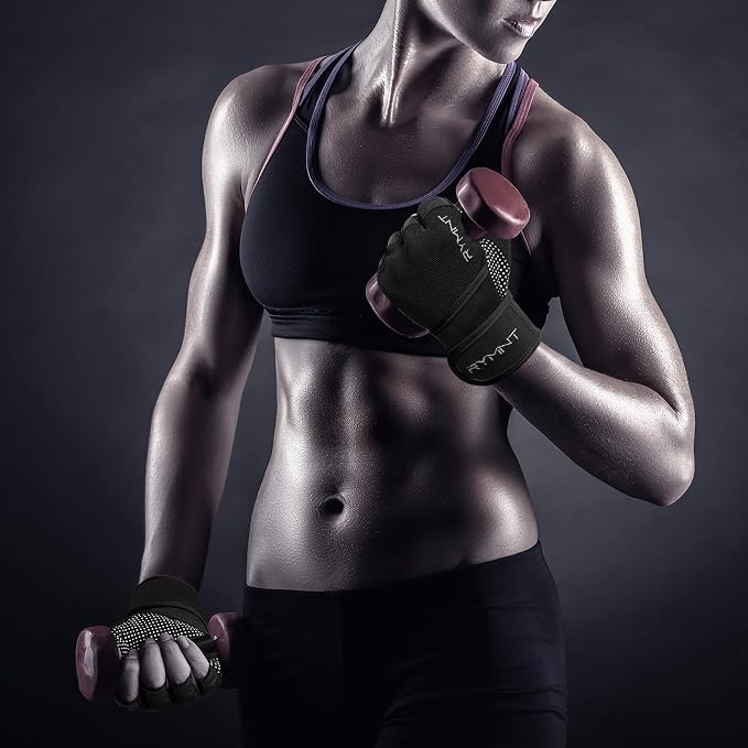 Workout Gloves for Women Men with Wrist Wrap Support Weight Lifting Gloves | Padded Gym Gloves for Weightlifting, Exercise, Crossfit, Resistance Training, Wrist Protection, Full Palm Grip, Fingerless
