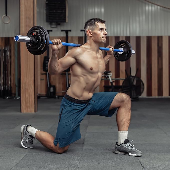 RitFit Barbell Weight Set - 4/6FT Olympic Barbell with Weight Plates (55-115LB Total) - Weightlifting Equipment for Squats, Curls, Deadlifts, Presses, Hip Thrusts