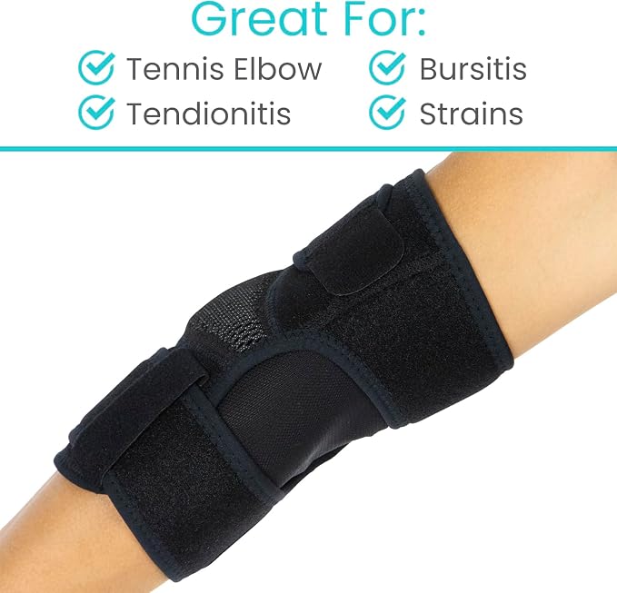 Vive Elbow Brace - Tennis Compression Sleeve - Wrap for Golfers, Bursitis | Left or Right Arm - Tendonitis Support Strap for Golf, Men and Women - Epicondylitis and Sports Recovery