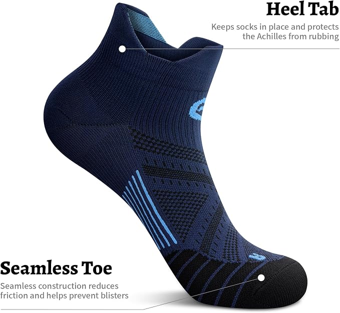 Compression Socks for Men Women Ankle Running Socks for Plantar Fasciitis | Low Cut Athletic Ankle Socks with Ankle & Arch Support for Running, Cycling, Golf, Work, Plantar Fasciitis Relief