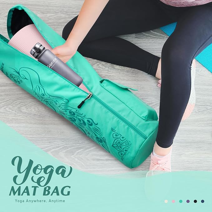 Gonex Yoga Mat Bag, Full-Zip Mat Carrier | 600D Oxford Fabric, Wet Pocket, Front Zip Pocket, Adjustable Strap, Fits Mats up to 26"