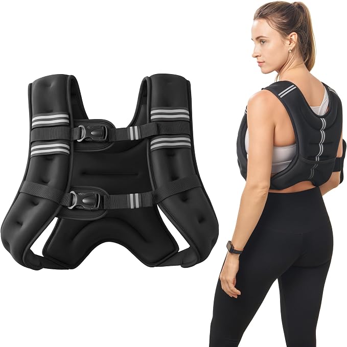 ZELUS Weighted Vest, 6lb/8lb/12lb/16lb/20lb/25lb/30lb Weight Vest with Reflective Stripe for Workout, Strength Training, Running, Fitness, Muscle Building, Weight Loss, Weightlifting