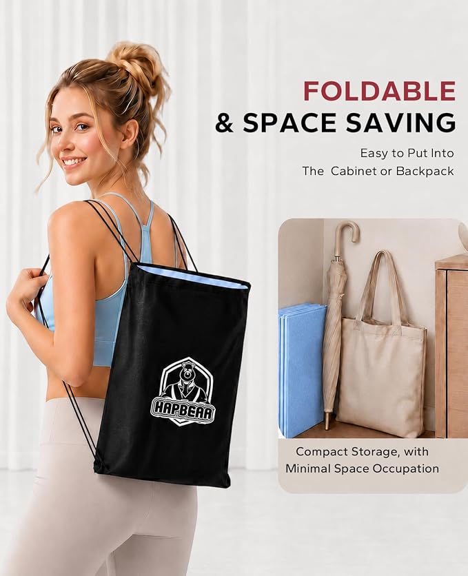 HAPBEAR Foldable Yoga Mat - 72"x24"x0.24" (6mm), Non-Slip TPE Exercise Mat | Ideal for Home Workout, Yoga, Pilates, Stretching & Travel, Durable & Eco-Friendly, Includes Carry Bag