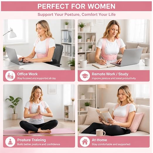 Back Brace Posture Corrector for Women - Adjustable Posture Brace for Women Under Clothes - Back Brace for Posture Upper Back Support - Invisible Comfort for Office Daily Wear - Comfortable Hunchback Slouching for Neck Shoulder Back Straightener(Medium)