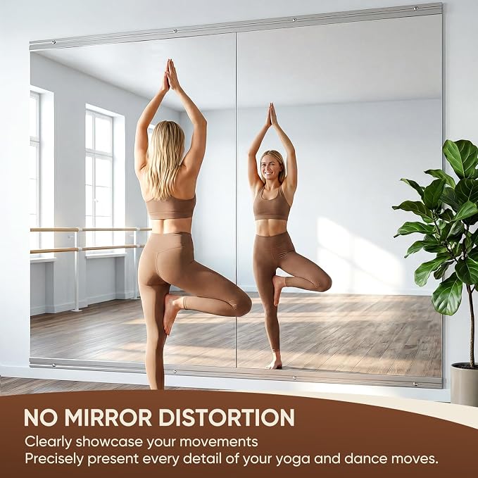 Antok Home Gym Mirror 49"x24" 2PCS, Large Full Length Wall Mounted Mirrors, Frameless Tempered Glass Full Body Mirror for Gym Yoga Dance Studio Garage Bedroom & Bathroom