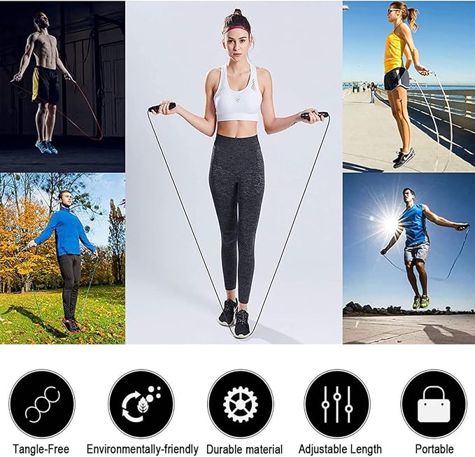 Redify Adjustable Jump Rope,Jump Ropes for Fitness for Men Women | Workout and Exercise,Cardio,Boxing,Weight Loss,Speed Rope,Slim Body at Home School Gym,Suitable for All Ages