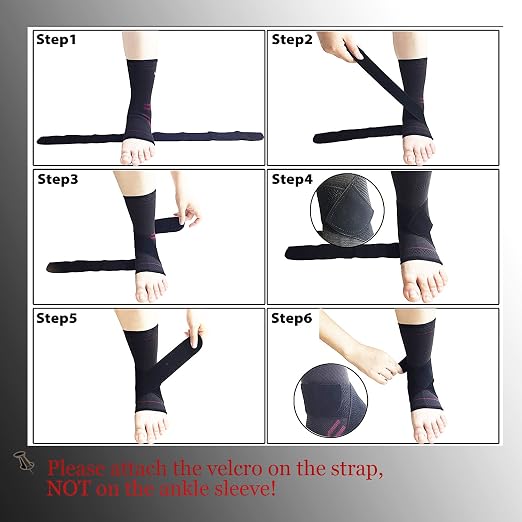 ABIRAM Ankle Brace for Men & Women - Adjustable Compression Sleeve with Wrap, Stability Support & Relief for Sprained Ankle, Plantar Fasciitis & Achilles Tendonitis - Breathable Running & Sports Gear
