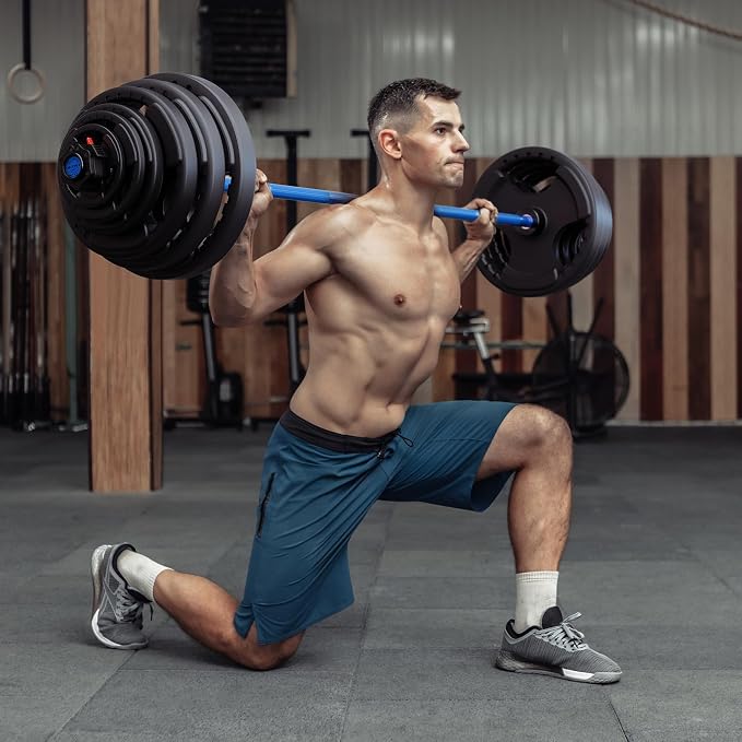 RitFit Barbell Weight Set - 4/6FT Olympic Barbell with Weight Plates (55-115LB Total) - Weightlifting Equipment for Squats, Curls, Deadlifts, Presses, Hip Thrusts