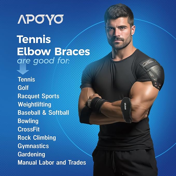 APOYO Tennis Elbow Strap for Women & Men, Workout and Everyday Use | Elbow Compression Sleeve for Arthritis, Tendonitis, Tennis Elbow & Golfers Elbow, Reduce Joint Pain During Fitness Activity