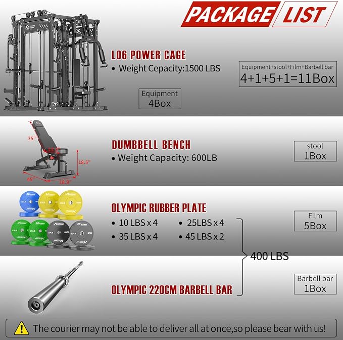 Multi-Purpose Squat Rack,Smith Machine Weight Rack Set with Cable Crossover System, Home Gym Power Racks, Power Racks and Packages