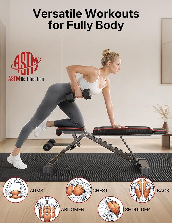 Multi-Function All in 1 Weight Bench Set - Multi-Positions Heavy Duty Weight Lifting Sit Up Bench Workout Benchs Folding Bench Press for Home Gym