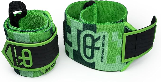 PR Personal Record Heavy Duty Premium Wrist Wraps, More Elasticity, Reinforced Stitching, Extra Wide Strap, Strong Thumb Loop, Larry Wheels Weightlifting Wraps