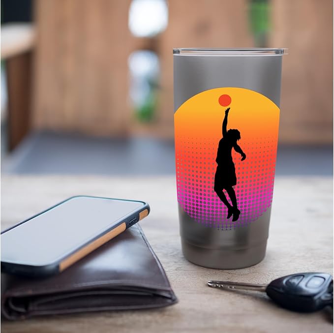 Basketball Game Hoop Slam Dunk Ball Retro Sunset Player Gift Stainless Steel Insulated Tumbler