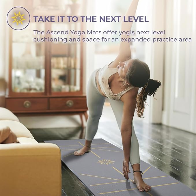 Ascend 6mm Thick Yoga Mat, 72x24in | Premium Non Slip Exercise Mat for Pilates, Workout, Stretching, Fitness, Training - Gym Mat for Home and Studio