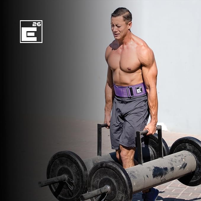 Element 26 Self-Locking Weight Lifting Belt | 4” Back Support for Gym, Powerlifting, Body Building, Cross Training, Men, Women, Deadlift, Squat, Quick Locking, Competition