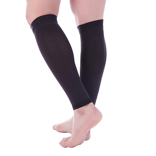Doc Miller Calf Compression Sleeves 30-40 mmHg for Men & Women, 1 Pair | Knee High, Medical Grade, Footless Compression Socks, Shin Splints, Leg Swelling, Varicose Veins, Wide Calf, Nurses, Recovery