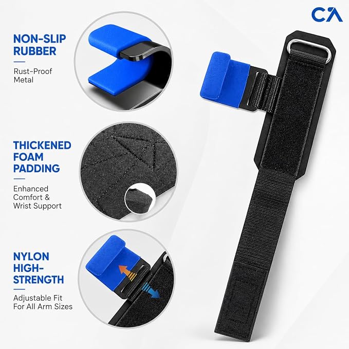 Weight Lifting Hooks (Pair) for Deadlifts, Pull Ups, Rows & Shrugs - Heavy Duty Gym Hooks with 8mm Padded Wrist Straps, Secure Grip Support for Weightlifting, Powerlifting & Strength Training