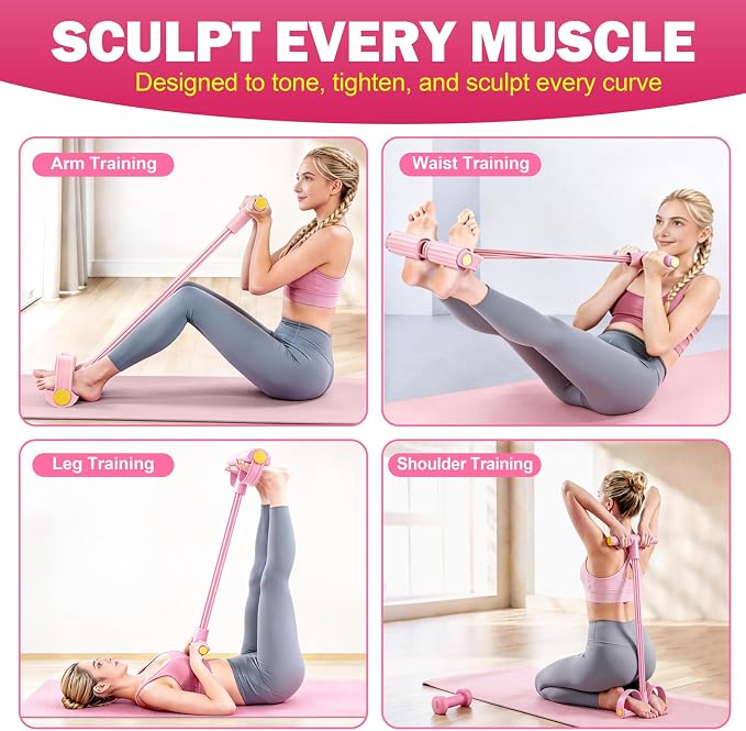 Foot Pedal Resistance Bands with Handles, 6-Tube Multifunction Exercise Bands, Durable Home Gym Fitness Equipment for Women & Men