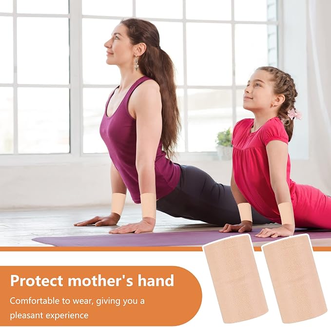 SATINIOR 2 Pairs Compression Wrist Sleeve Compression Wrist Brace Wrist Supports Wrist Wraps Elastic Wristbands for Men and Women Tennis, Tendonitis, Carpal Tunnel (Beige, X-Large)