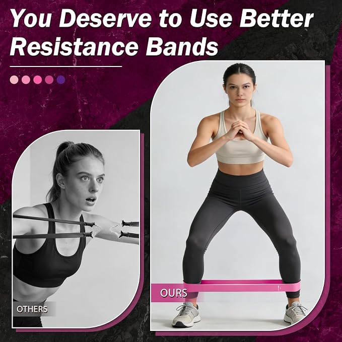 Resistance Bands for Working Out, 5 Levels Resistance Exercise Bands with Woven Bag, Bands for Working Out Women Men, Yoga, Pilates, Rehabilitation Training