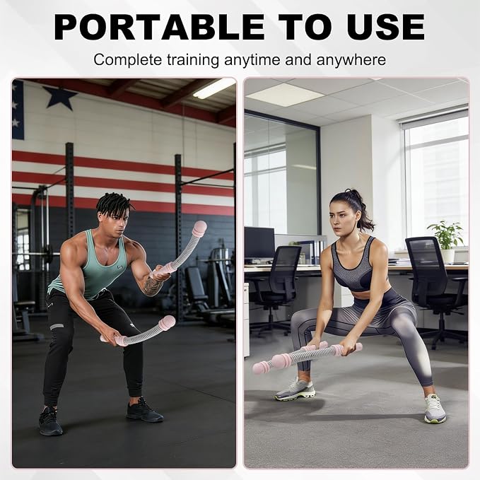 Portable Ropeless Battle Ropes, Adjustable Weights Cordless Battle Ropes for Home Gym with Storage Bag, Exercise Equipment for Low-Impact Workout, Strength & HIIT, for Men & Women (Pink)