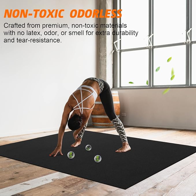 Large Exercise Mat 8'x5'|12'x6'|6'x4'|6'x2' Workout Mat for Home Gym Mats Exercise Heavy Duty Gym Flooring Fitness Mat Large Yoga Mat Cardio Mat for Weightlifting, Jump Rope, MMA, Shoe-Friendly