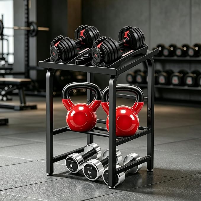 Heavy Duty Adjustable Dumbbell Rack Only, 500 LBS Load Capacity H-Frame Weight Stand, Universal Dumbbell Holder with Adjustable Support & Leveling Feet, Compact Fitness Storage Organizer for Home Gym Garage Apartment (Dumbbell Not Included)