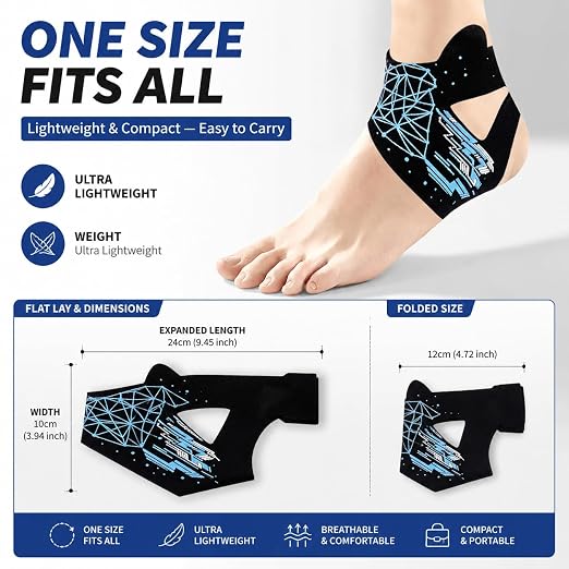 Generic Ankle Brace Support with Blue Geometric Design - Adjustable Compression Sleeve for Sprain Recovery and Tendonitis Relief - Breathable Stabilizer for Basketball Sports - Men and Women (Future Space-Time)