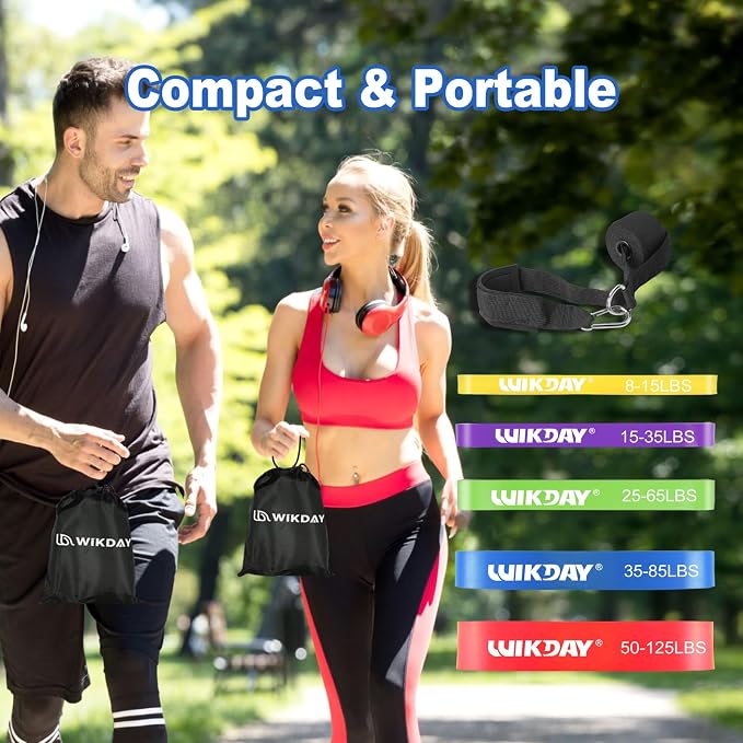 WIKDAY Resistance Bands, Pull Up Bands, Workout Bands for Exercise, Thick Heavy Resistance Band Set with Door Anchor, Elastic Bands for Body Stretching, Training at Home/Gym for Men & Women