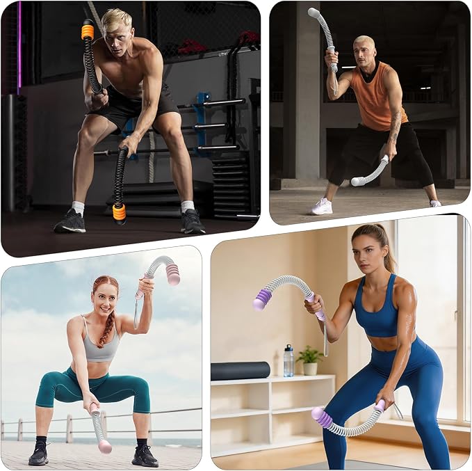 2 Pcs Weighted Cordless Battle Ropes, Portable Ropeless Exercise Rope with Non-Slip Handle, Low-Noise Adjustable Resistance for Home Gym, HIIT & Low-Impact Cardio Strength Training (Purple)