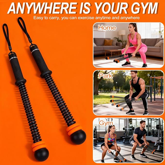 Portable Ropeless Battle Ropes - Adjustable Weights Cordless Battle Ropes for Home Gym with Training Poster & Storage Bag - Workout Exercise Battle Rope for Low-Impact Workout, HIIT & Cardio - Black
