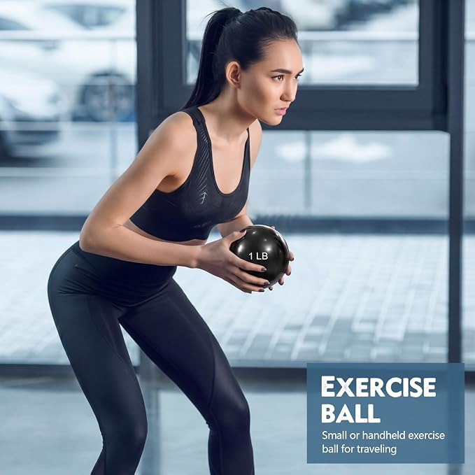Seenelling 4 Pcs Weighted Toning Balls for Exercise Weighted Exercise Soft Medicine Balls for Gym, Pilates, Yoga, Balance, Flexibility