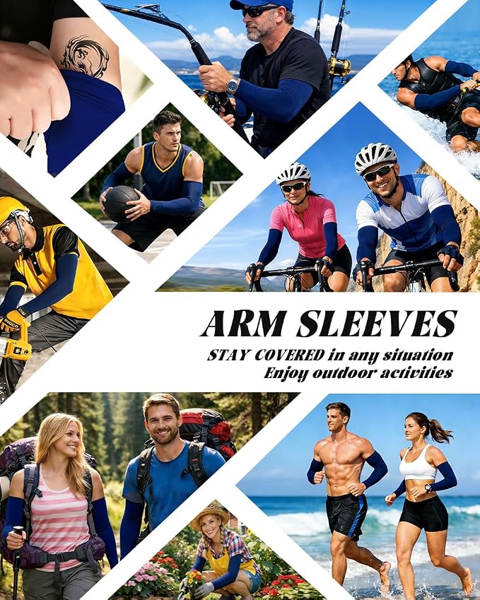 BHYTAKI Cooling Compression Arm Sleeves for Men Women,UPF50 UV Sun Protection Sleeves for Work Sport Tattoo Cover Up