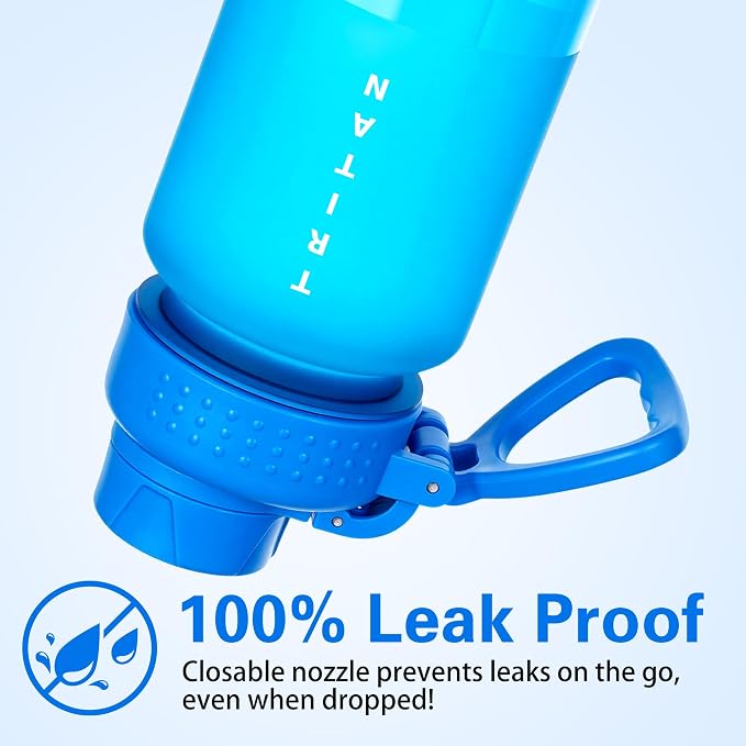 OLDLEY 32oz Frosted Clear Water Bottle, BPA-Free Tritan Plastic Reusable Water Bottle with Fast-Flow Spout Lid, Wide Mouth Leakproof Sports Drinking Bottle for Gym, School,Travel,Cornflower Blue