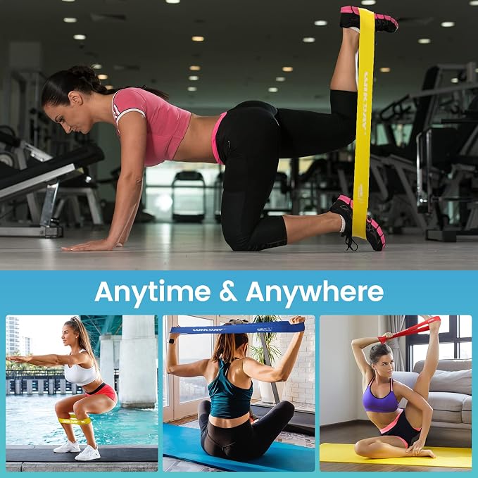 WIKDAY Resistance Bands, Pull Up Bands, Workout Bands for Exercise, Thick Heavy Resistance Band Set with Door Anchor, Elastic Bands for Body Stretching, Training at Home/Gym for Men & Women