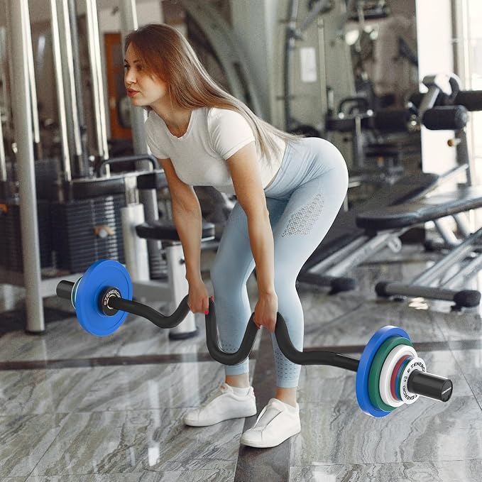 47” Solid Steel Olympic Curl Bars, 500LB | EZ and Super EZ curl bars with knurled grips, rotating sleeves, solid steel build, and 2-inch Olympic plate compatibility