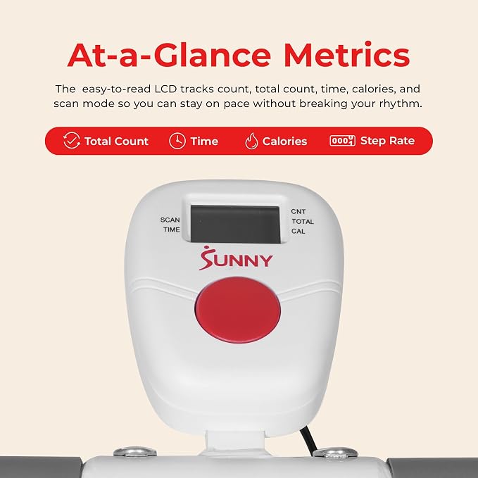 Sunny Health & Fitness Stair Stepper for Home | SunnyFit App Connection, Long Stride Length, Home Gym Exercise, Compact Foldable, Leg and Glute Training
