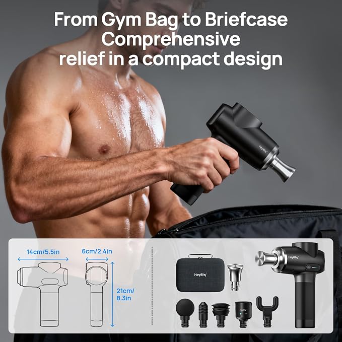 HEYCHY Massage Gun with Hot and Cold Therapy, Deep Tissue Muscle Massager with Titanium Alloy Head and 12mm Amplitude for Back Neck Shoulder Recovery, Home Gym Workout, Athletes, FSA Eligible, HSA