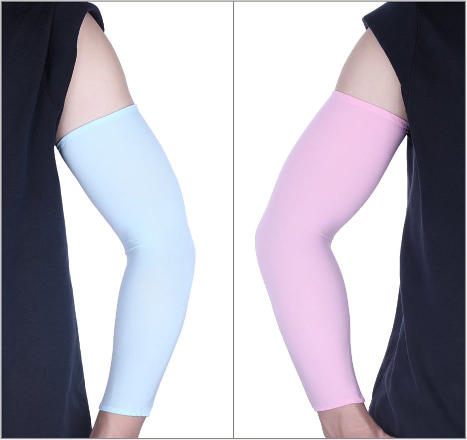 Mudder 8 Pairs UV Sun Protection Cooling Arm Sleeves for Men Women Youth Silk Compression Arm Cover Breathable Outdoors Sport
