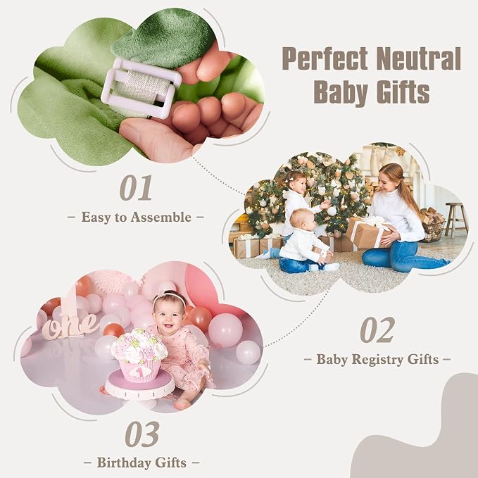 5-in-1 Plush Baby Play Gym, Activity Mat with Convertible Gym, Baby Gym 6 Sensory Toys, Play Center for Newborn to Toddler, Green