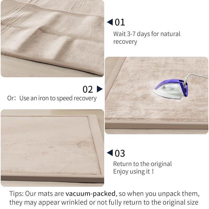 ACOMOPACK 1.3" Thick Baby Play Mat for Floor,50x50 Elasti-Foam Playpen Mat for Kids,Infants,Toddlers, Ultra Soft Crawling Mat with Non-Slip Bottom,Tummy Time,Nursery Rug,Yoga,Tatami(Beige)